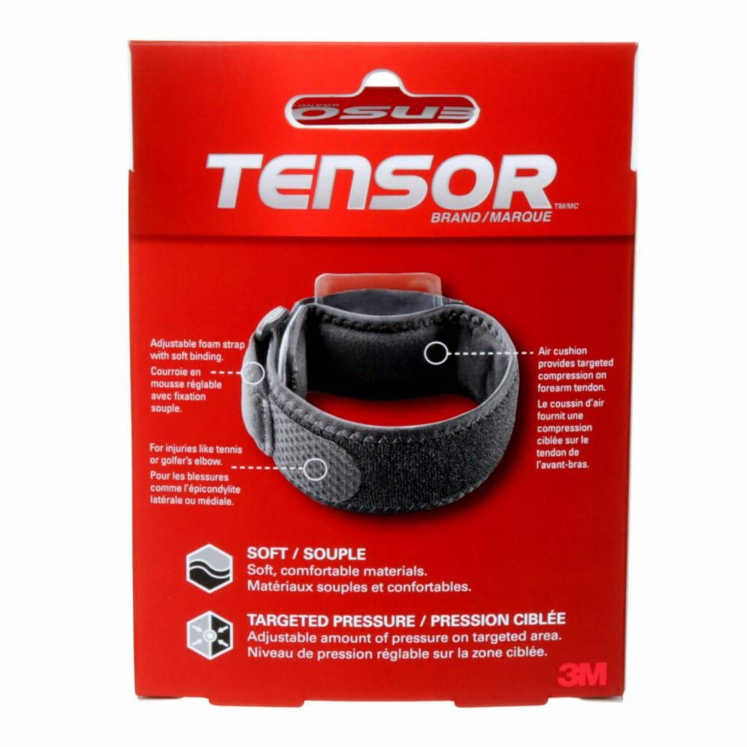 Tensor™ Tennis Elbow Support Brace, Black, One Size Front_Flat