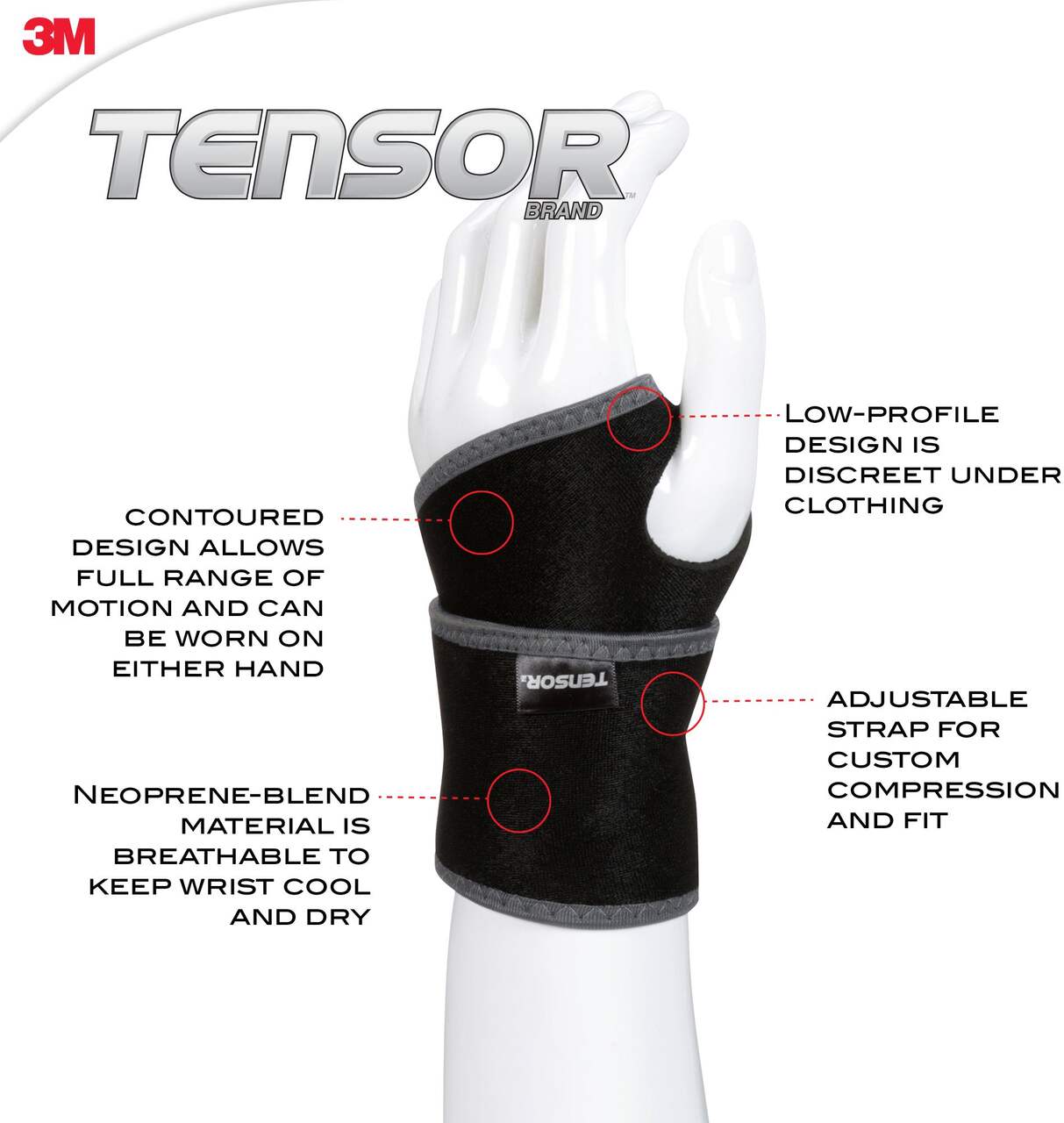 Tensor Night Reusable Wrist Brace, One-Size : : Health