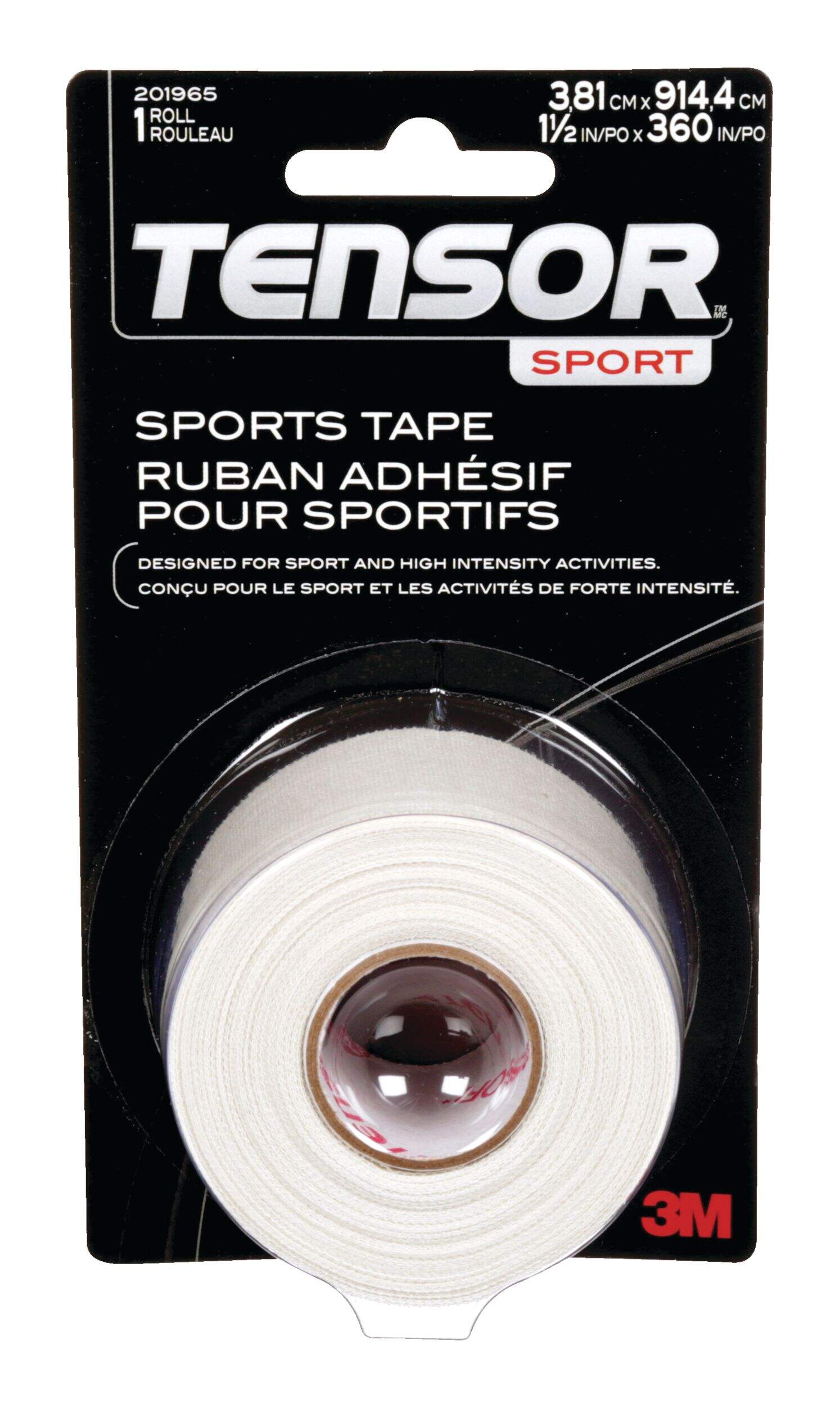 Tensor™ Sport Sports Tape, White, Single Roll Front_Flat