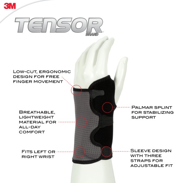 Tensor™ Adjutable Splint Wrist Brace Support, Grey, One Size Canadian