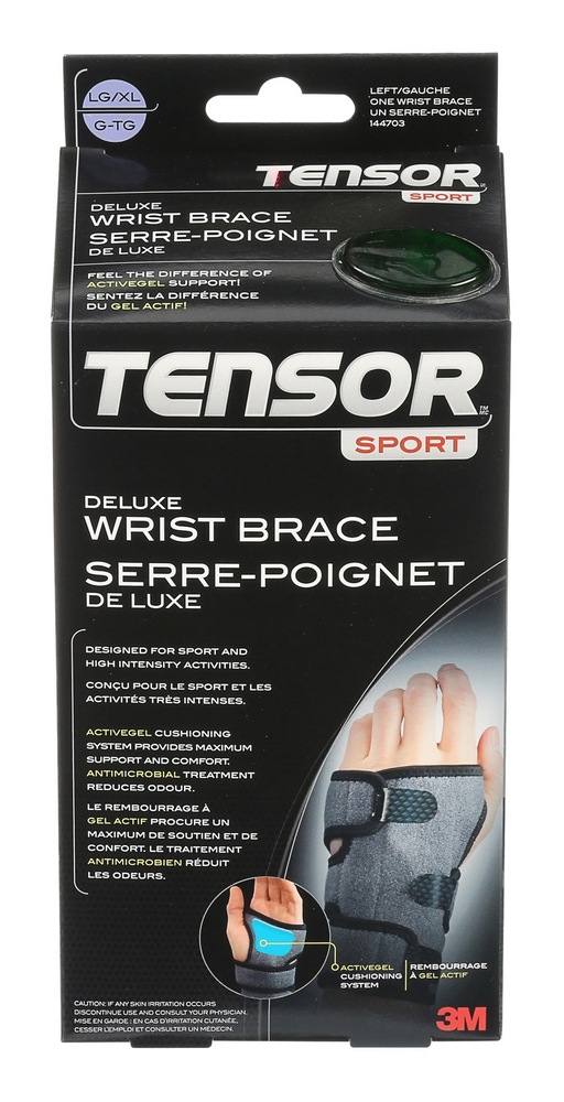 Tensor™ Sport Antimicrobial Deluxe LeftHanded Wrist Brace, Grey