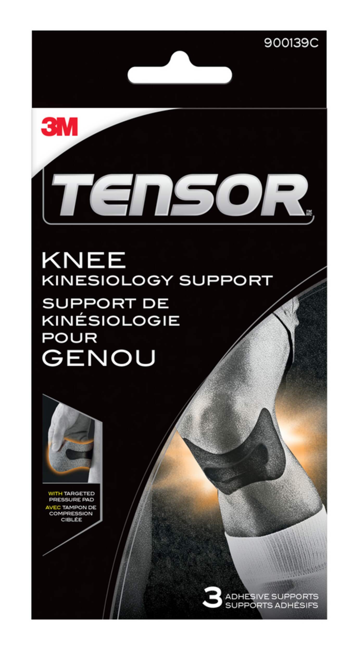 Tensor™ Elasto-Preene Knee Kinesiology Self-Adhering Support, Black, 3-pk Front_Flat