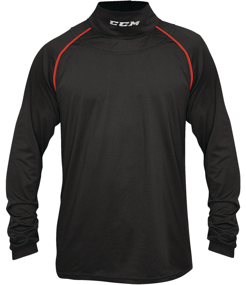 CCM Hockey Integrated Neck Guard Long Sleeve Compression Top, Senior,  Assorted Sizes