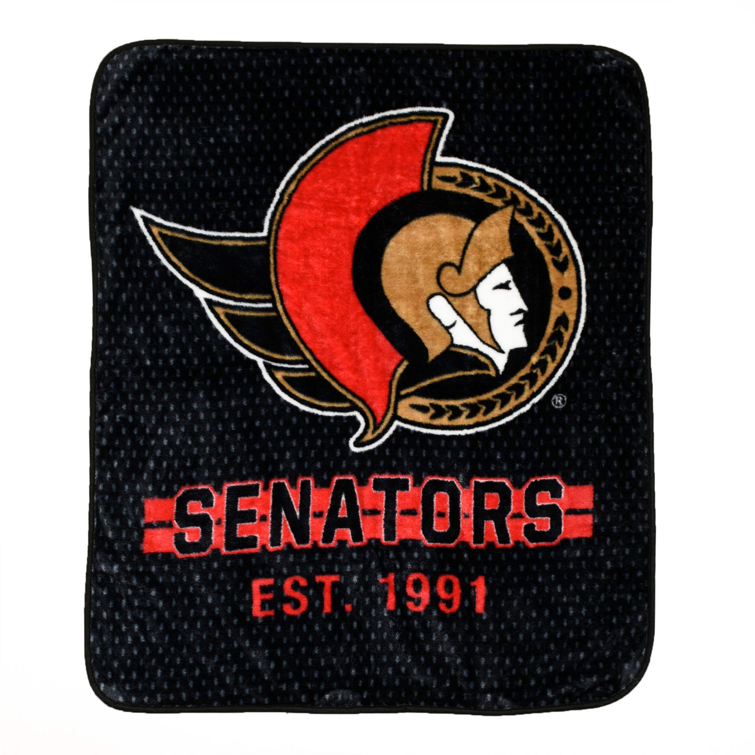 NHL Ottawa Senators Plush Throw Blanket, 40-in x 50-in Front_Flat