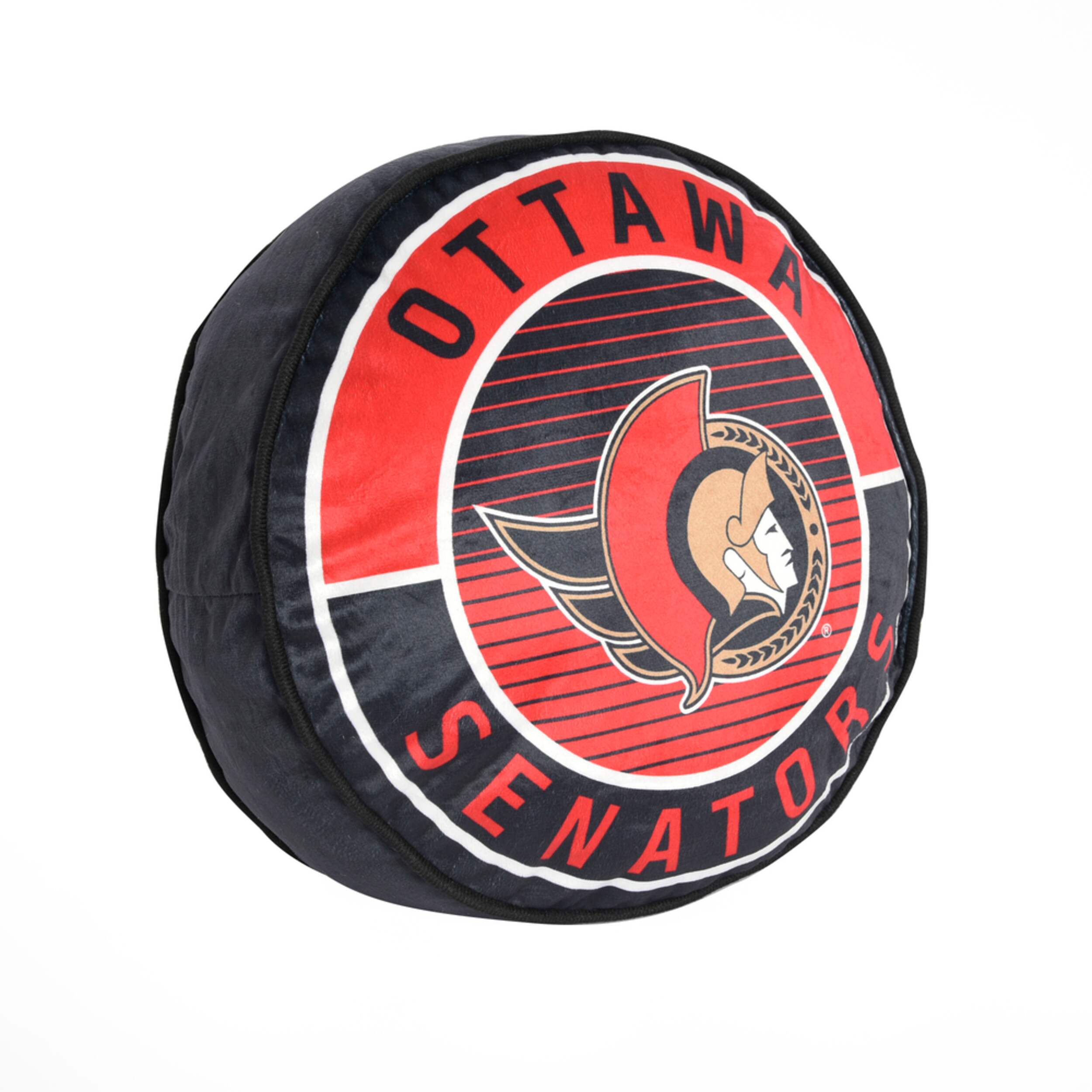 NHL Ottawa Senators Hockey Puck Pillow Cushion Front_Three_Fourths_Angled_Right