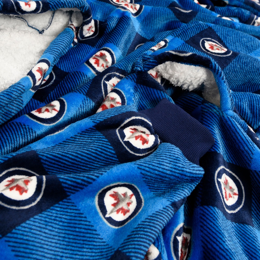 NHL Winnipeg Jets Hockey Team Logo Hooded Sherpa Sweater Blanket