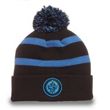 Fan Favorite NHL Winnipeg Jets Mass Breakaway Cuff Knit Pom Toque, Black, Adult Front_Flat