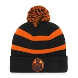 Fan Favorite NHL Edmonton Oilers Mass Breakaway Cuff Knit Pom Toque, Black, Adult Front_Flat