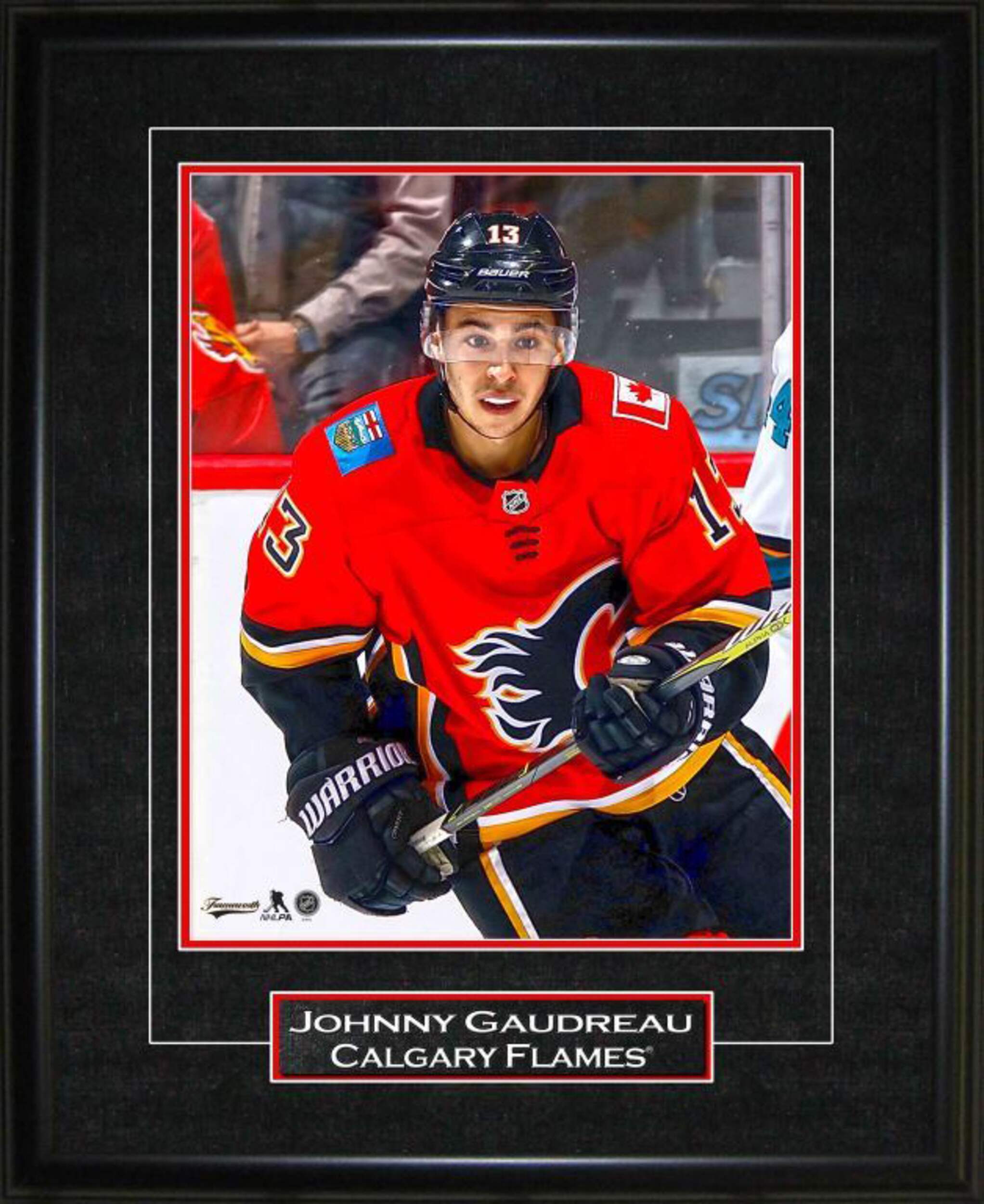 NHL Calgary Flames Johnny Gaudreau Framed Print, 10-in x 12-in Front_Flat