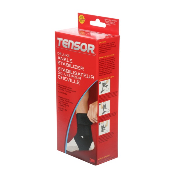 Tensor Deluxe Ankle Brace Stabilizer, Adjustable, Black, One Size