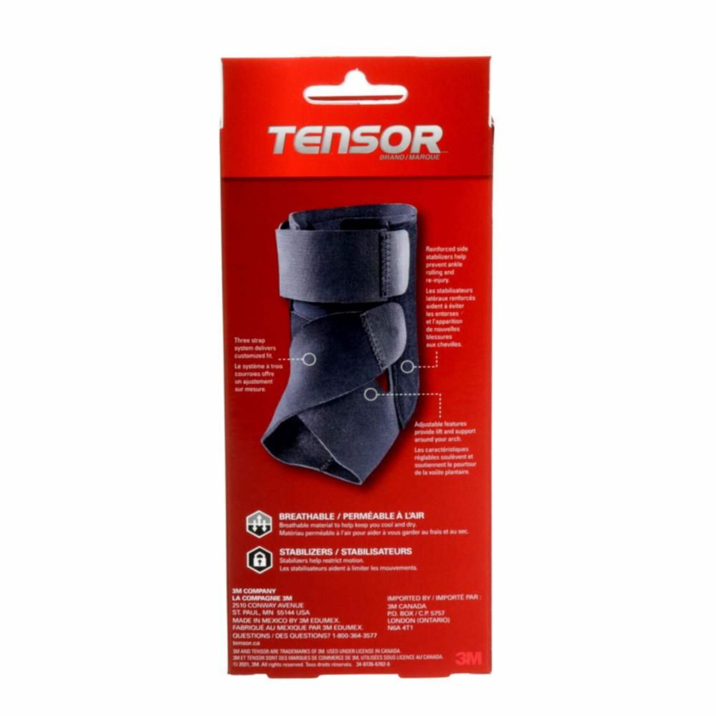 Tensor Deluxe Ankle Brace Stabilizer, Adjustable, Black, One Size Front_Flat