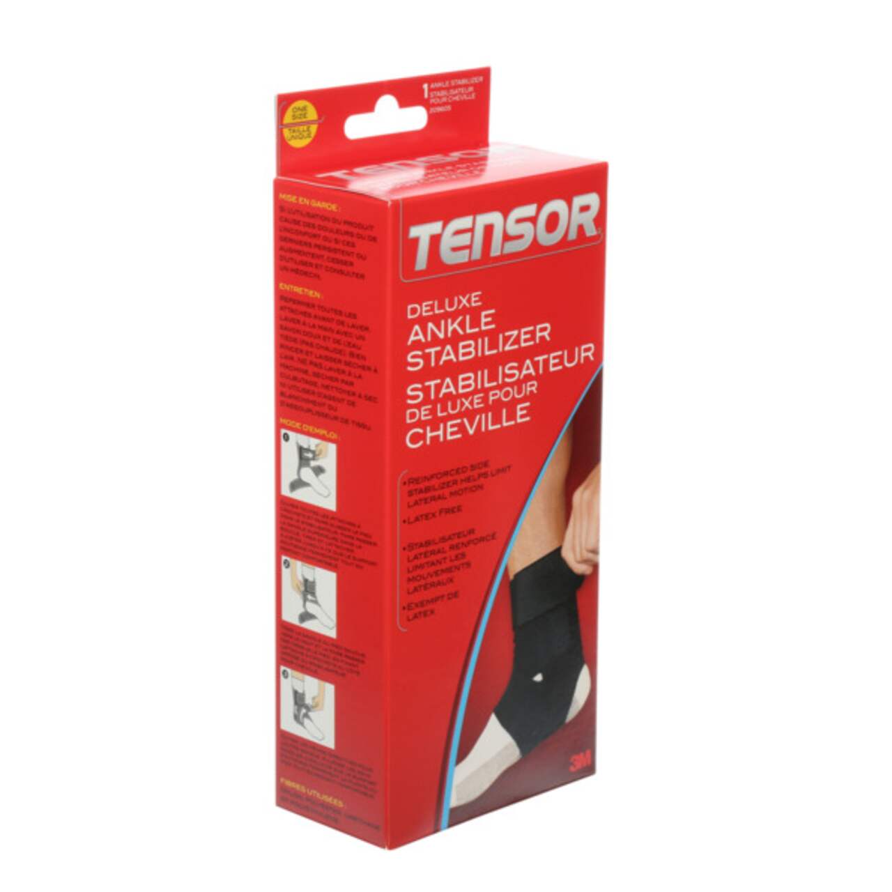 Tensor Deluxe Ankle Brace Stabilizer, Adjustable, Black, One Size