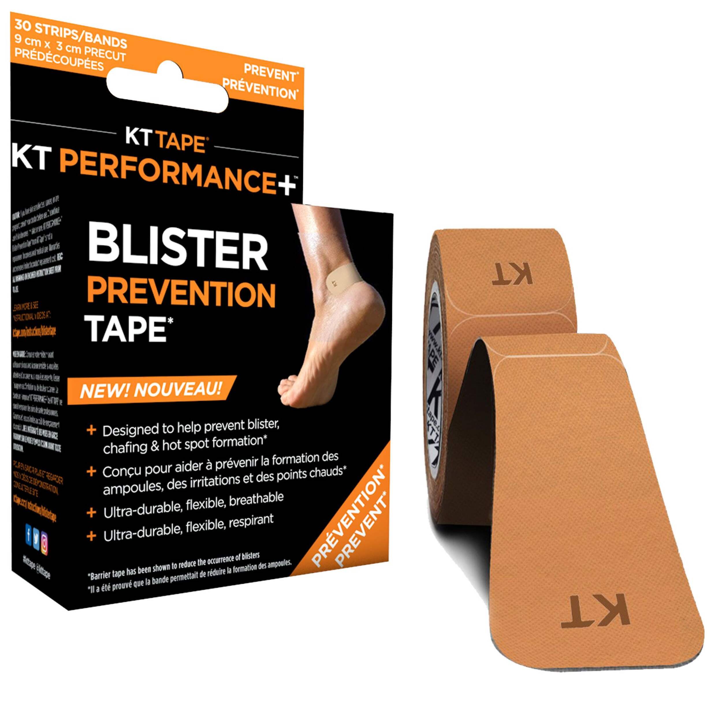 KT Performance+® Blister Prevention Pre-Cut Tape, Beige, 30-pk Front_Three_Fourths_Angled_Right
