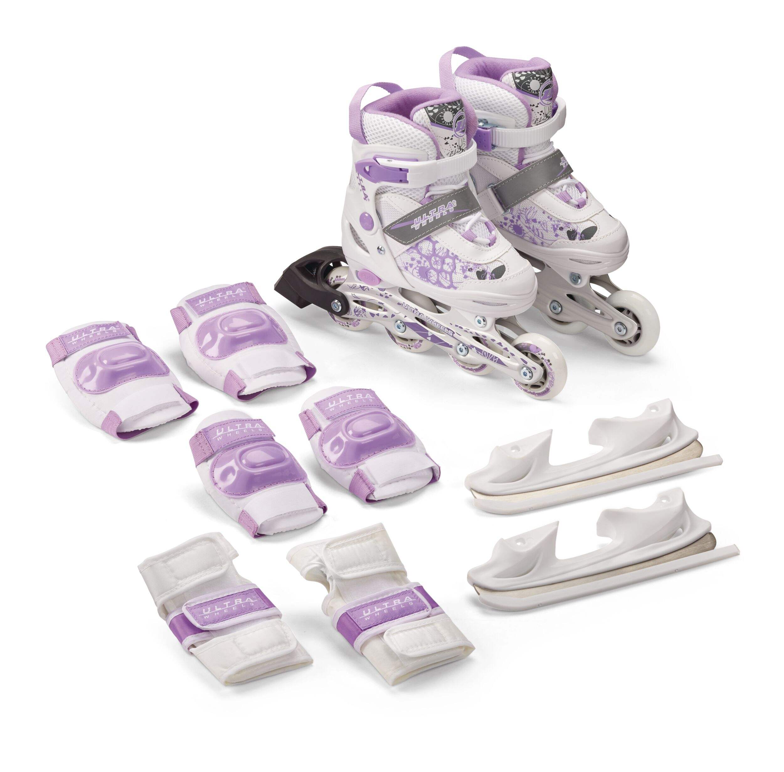 Ultra Wheels Switchers Ice/Inline Skates with Pad Set, Purple, Youth Composite_or_Mixed