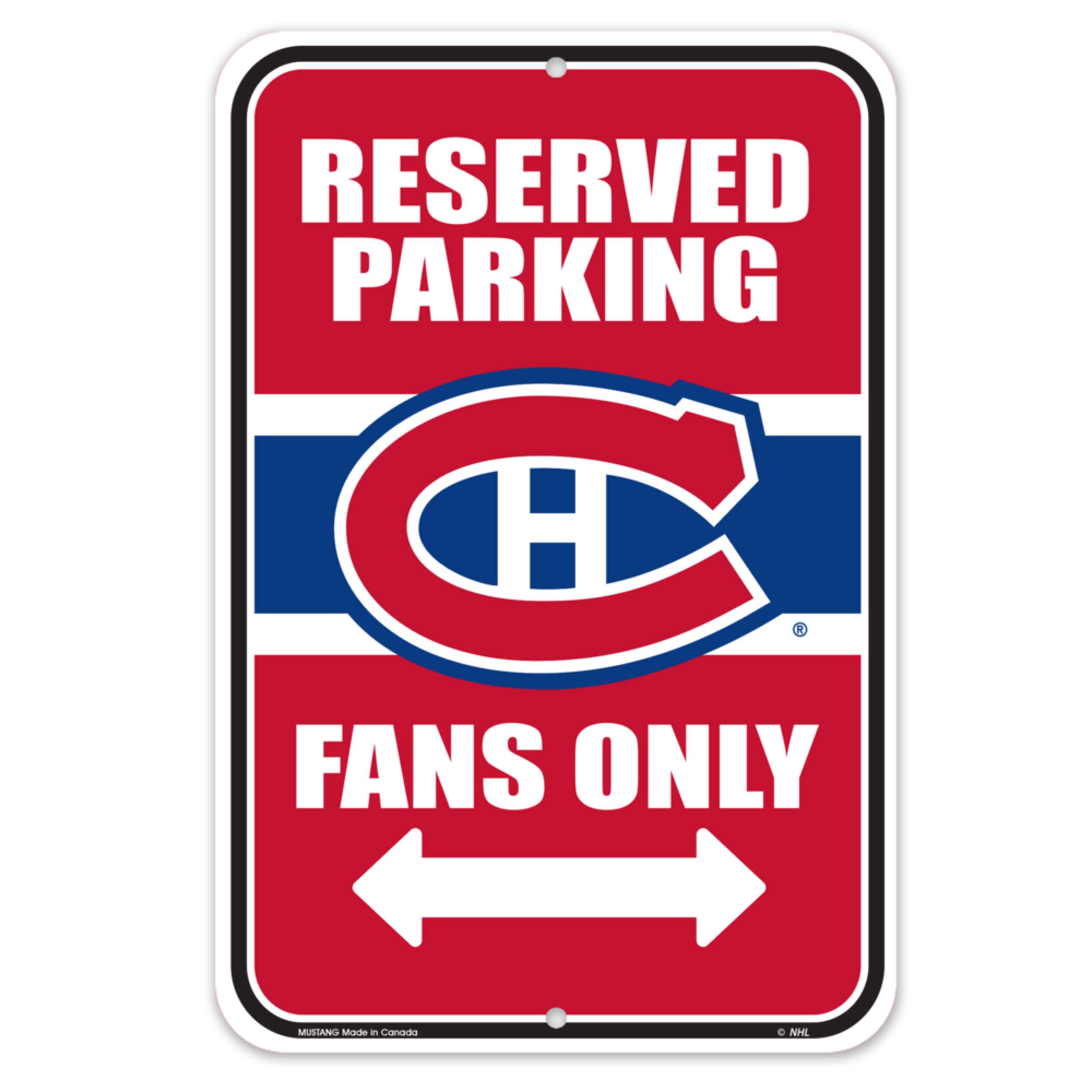 NHL Montreal Canadiens Reserved Parking Hockey Collectors Sign Front_Flat