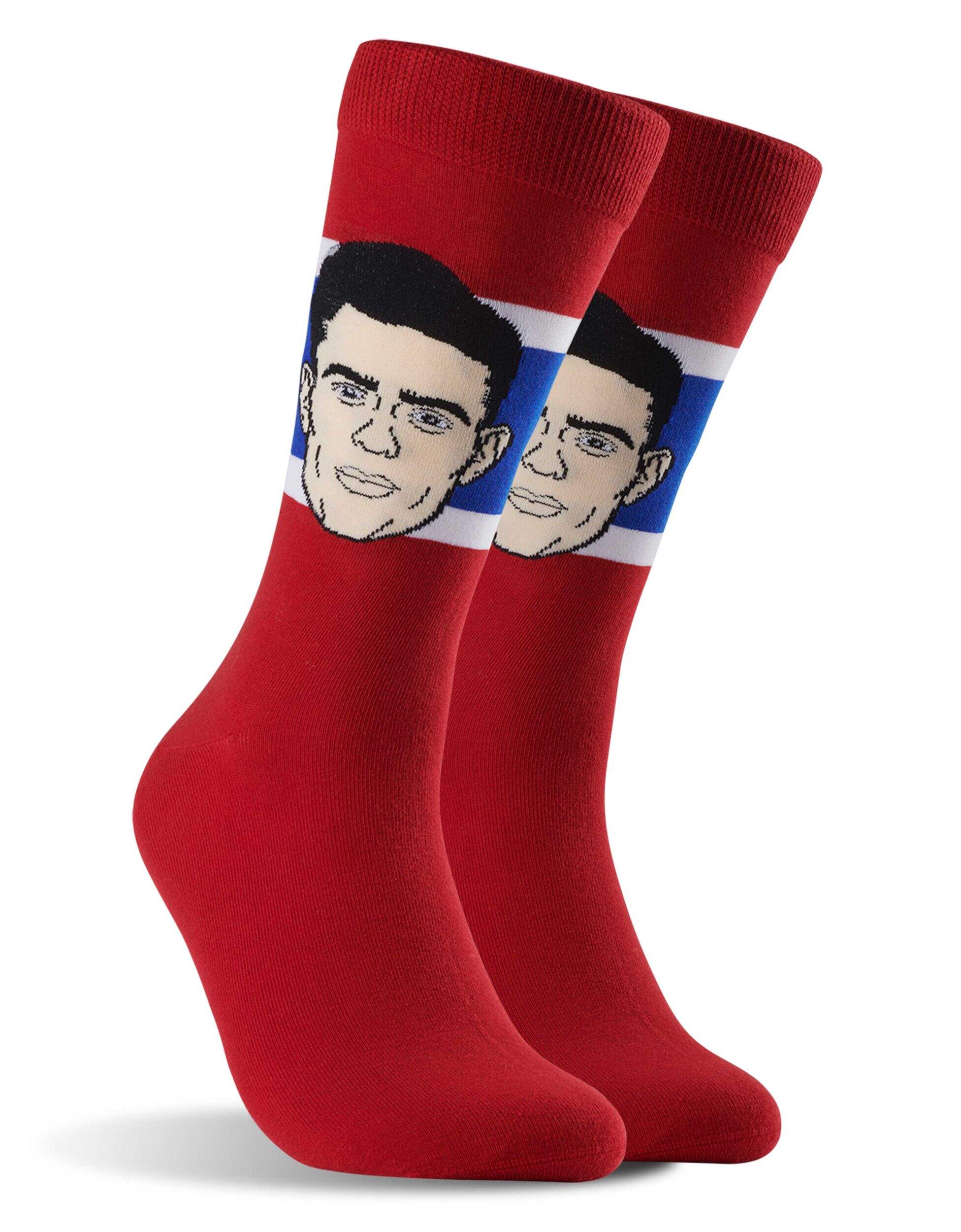 Major League Socks NHL Montreal Canadiens Carey Price "Sockey" Crew Socks, One Size Front_Three_Fourths_Angled_Right