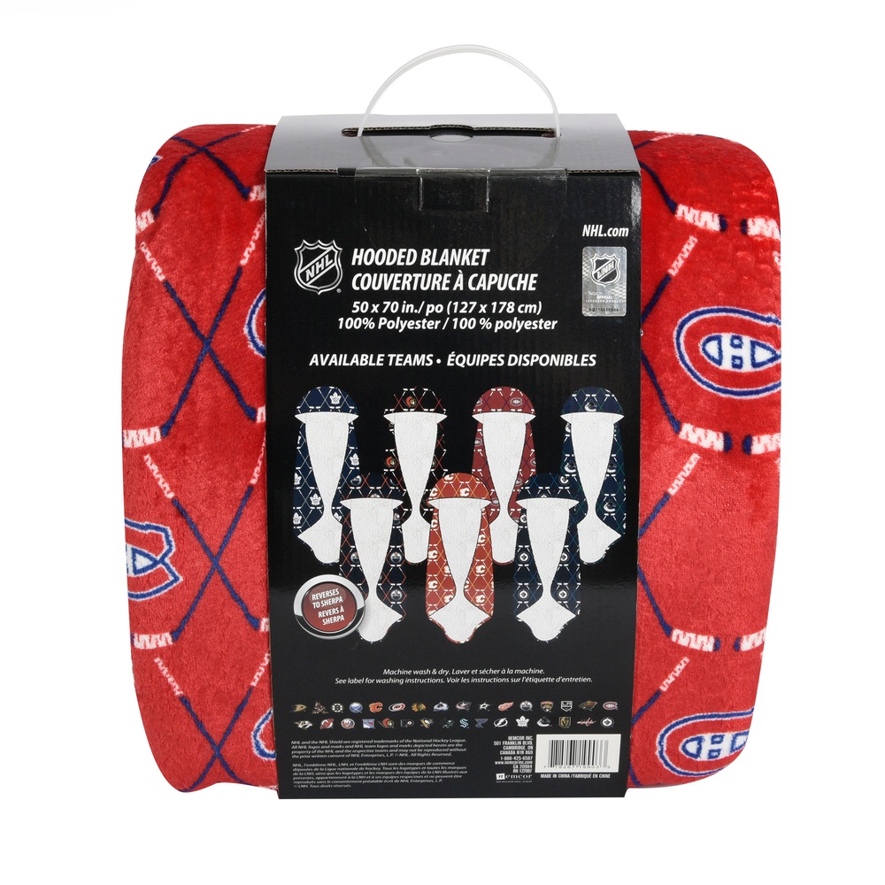 NHL Montreal Canadiens Officially Licensed Hockey Hooded Blanket 50in