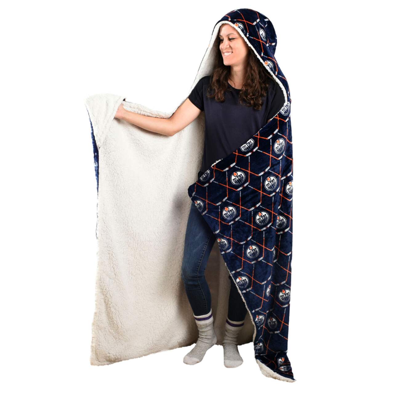 NHL Edmonton Oilers Officially Licensed Hockey Hooded Blanket 50