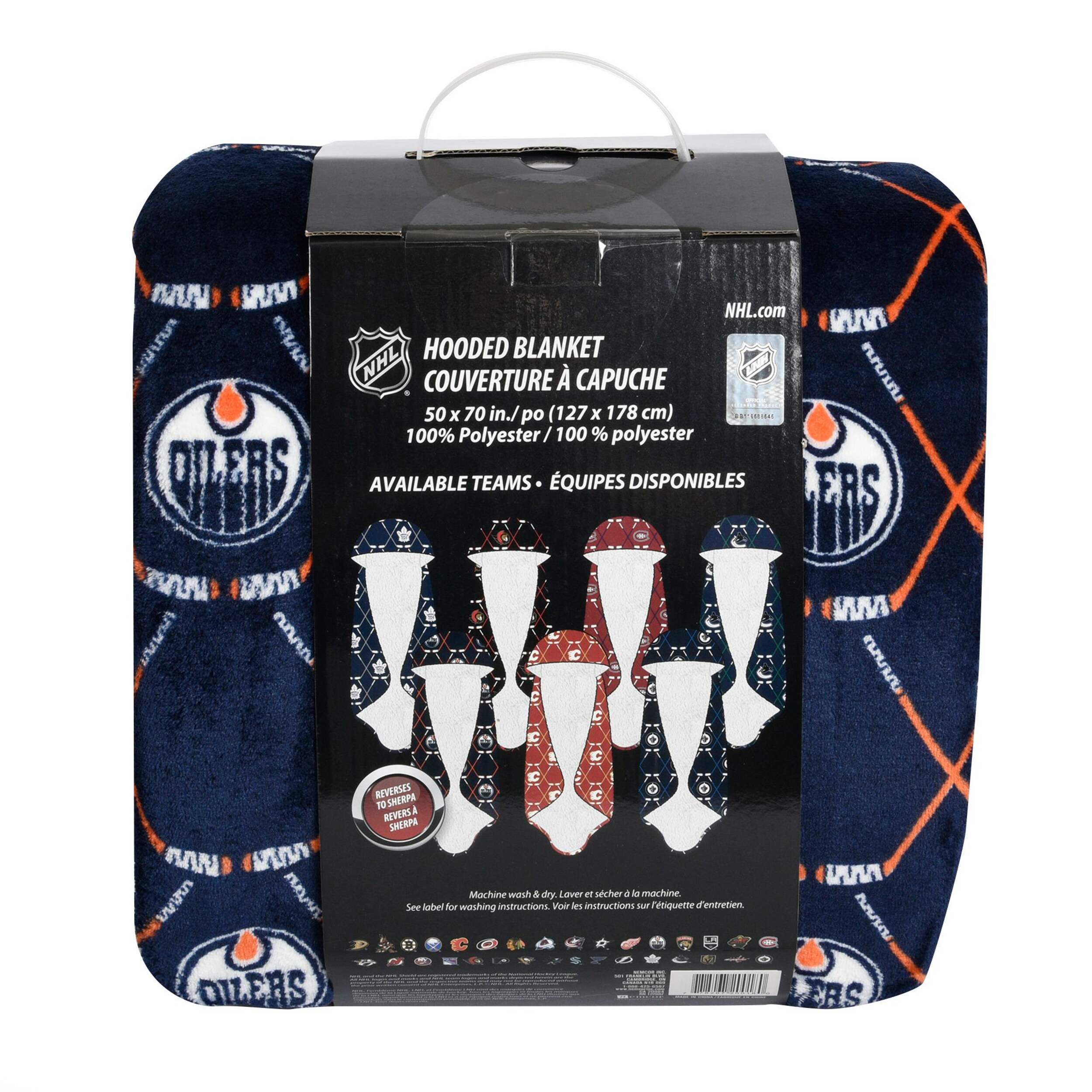 NHL Edmonton Oilers Officially Licensed Hockey Hooded Blanket 50in x