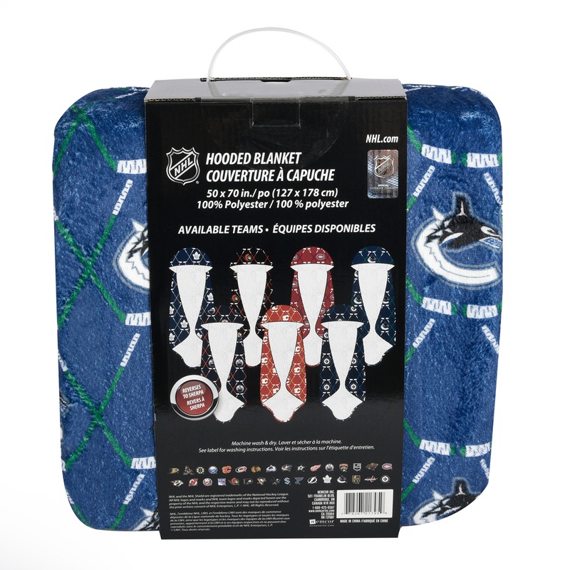 NHL Vancouver Canucks Officially Licensed Hockey Hooded Blanket 50in x