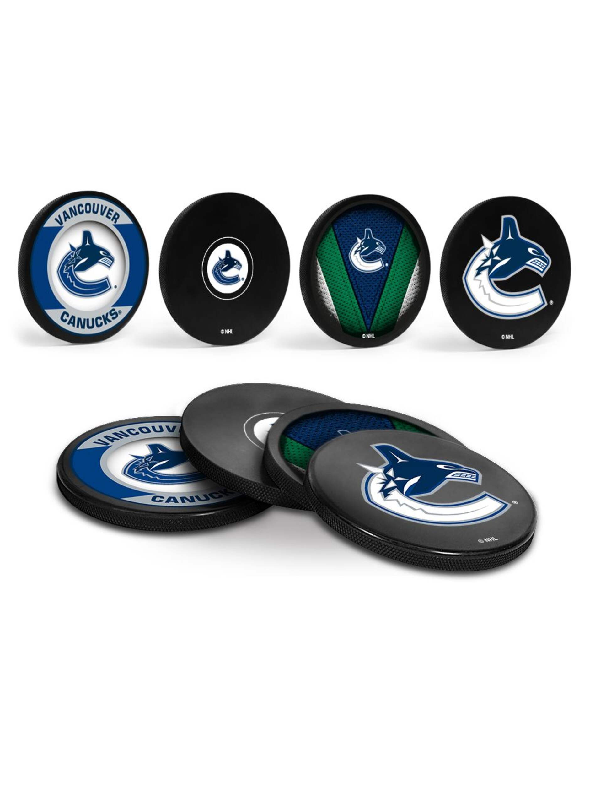NHL Vancouver Canucks Hockey Puck Drink Coasters, 4-pk Composite_or_Mixed