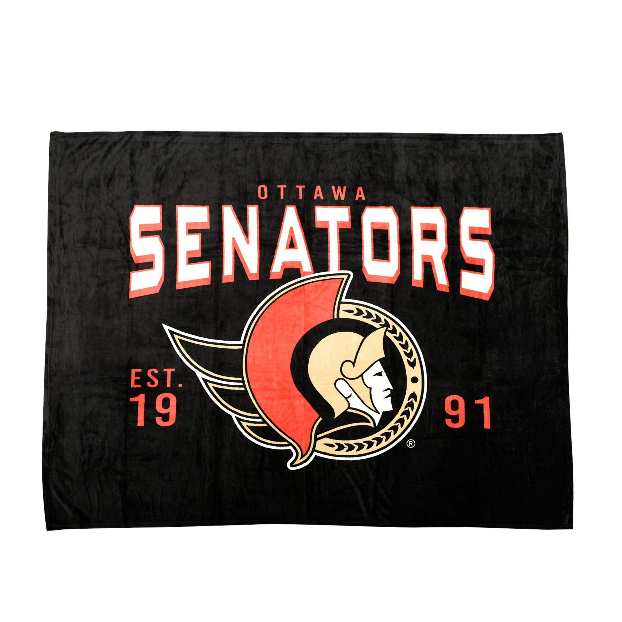 NHL Ottawa Senators Plush Oversized Jumbo Blanket, 60-in x 90-in Front_Flat