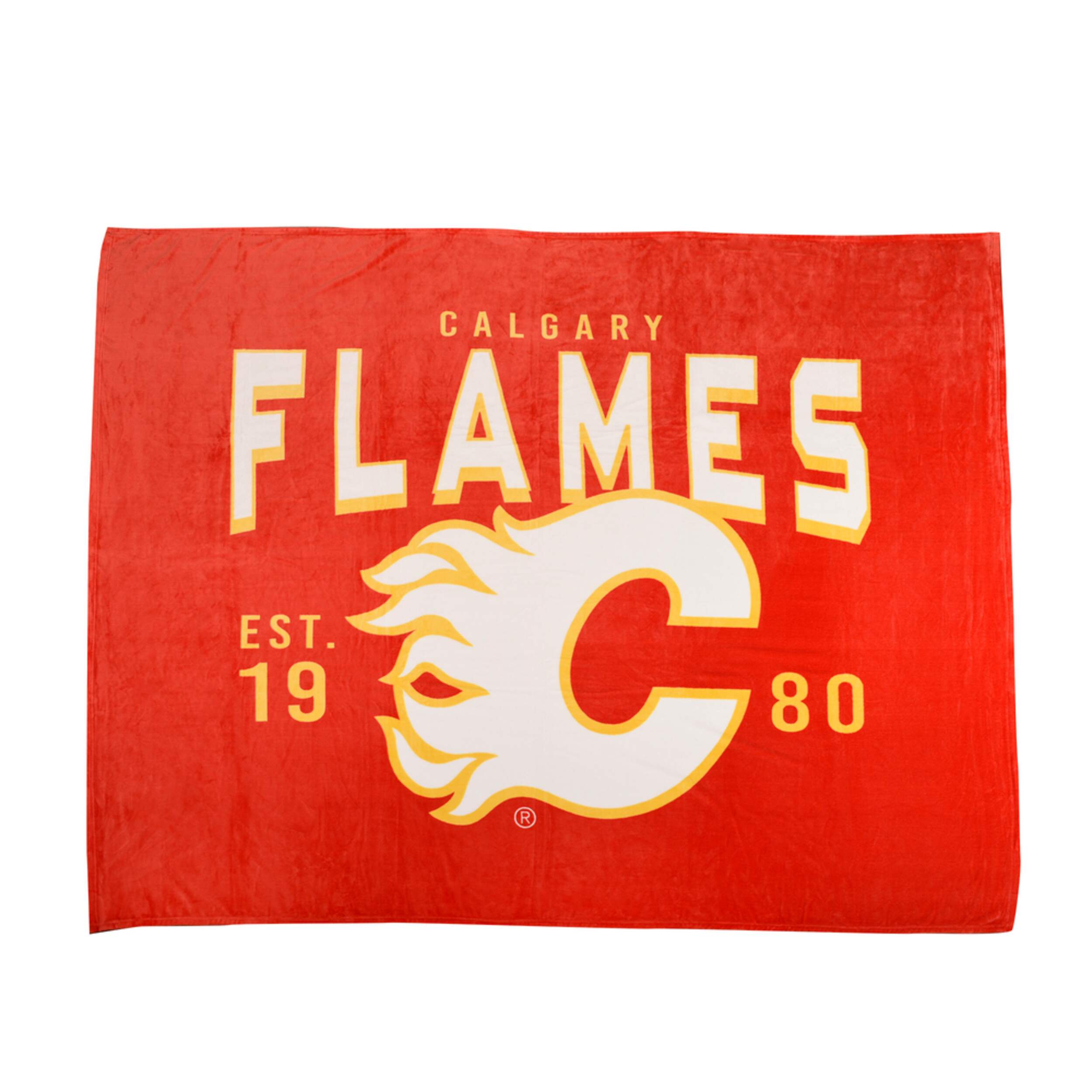 NHL Calgary Flames Plush Oversized Jumbo Blanket, 60-in x 90-in Front_Flat