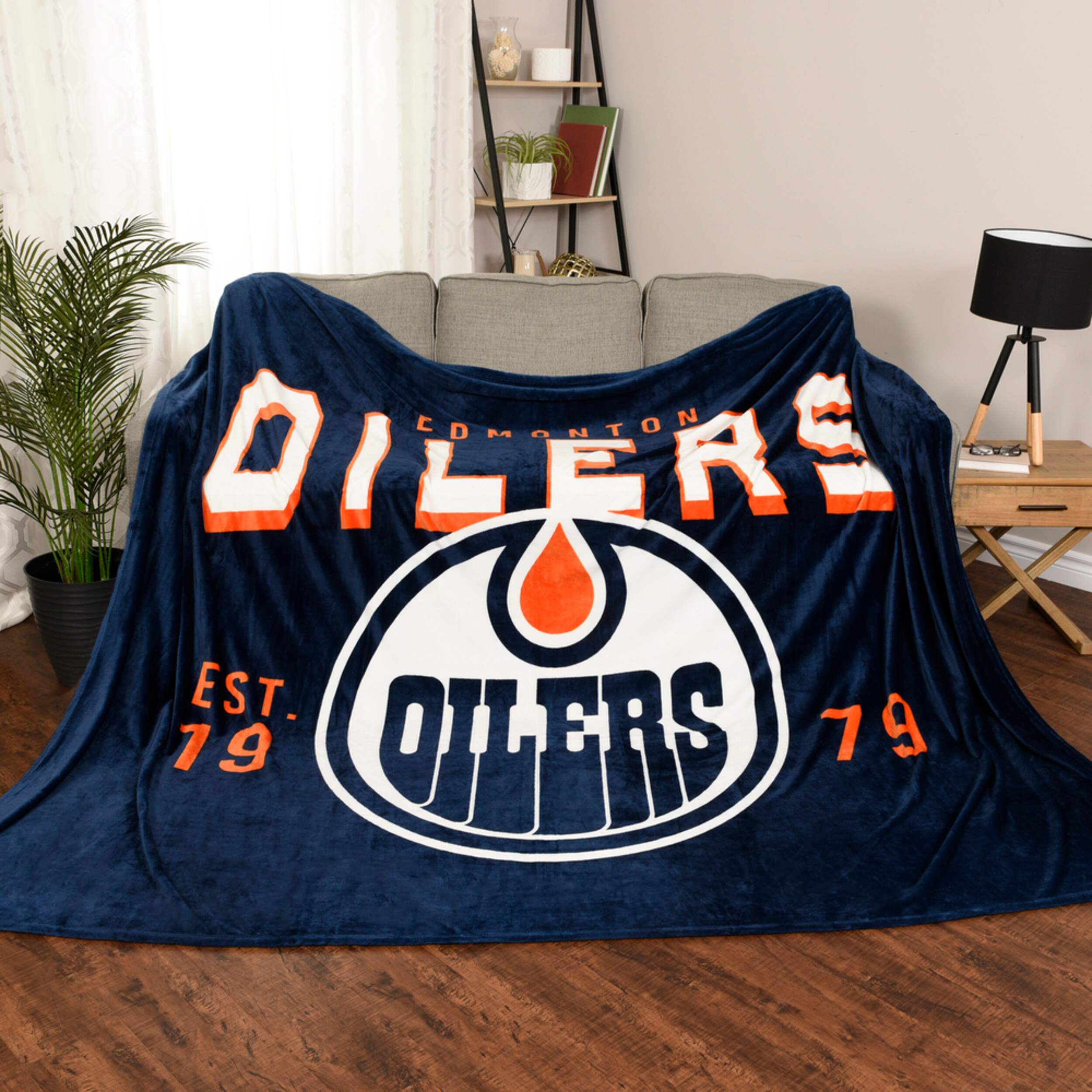 NHL Edmonton Oilers Officially Licensed Hockey Jumbo Plush Blanket, 60