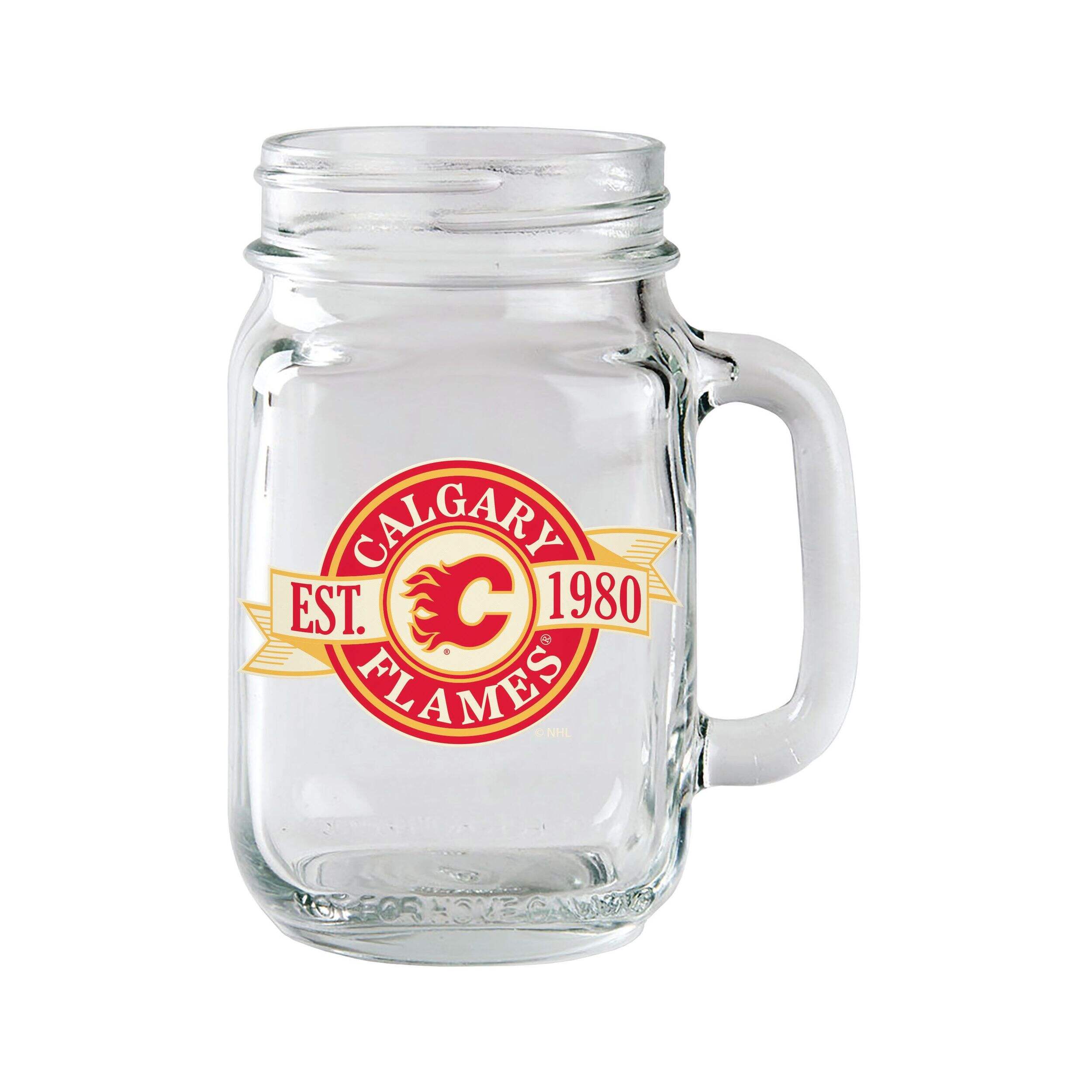 Tasse Mason sans BPA de la LNH, logo de l'équipe de hockey des Flames de Calgary, 16 oz Front_Flat