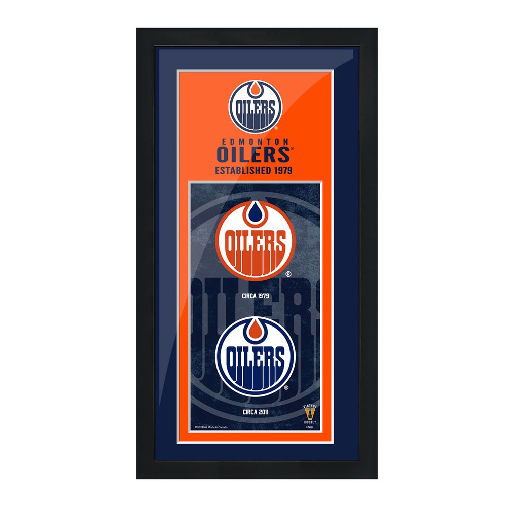 NHL Edmonton Oilers Hockey Team Logo Art Frame, 6in x 15in Canadian