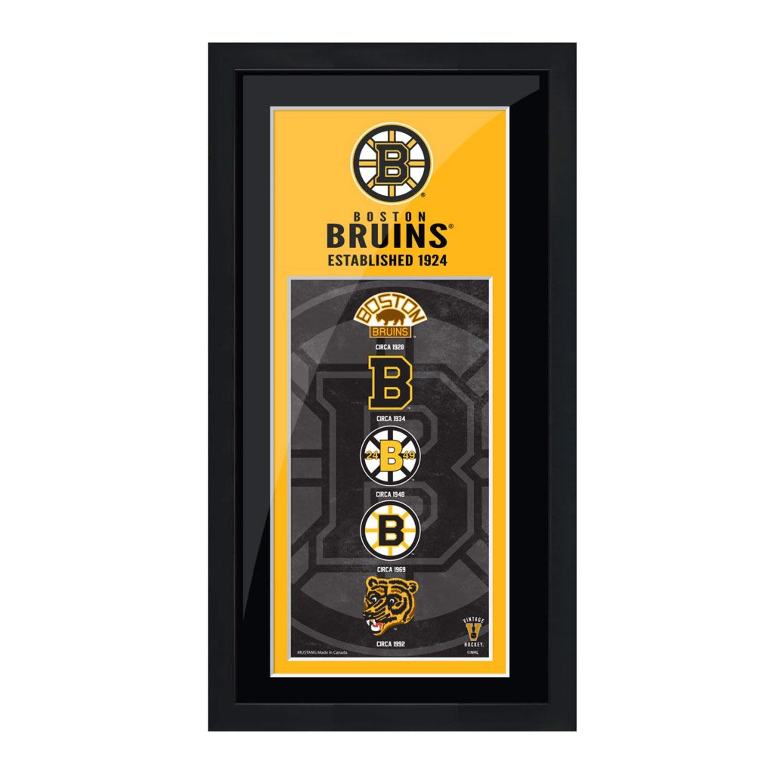 Cadre d'art avec logo d'équipe de la LNH, Bruins de Boston, 6 x 15 po Front_Flat