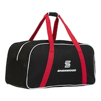 Sherwood Zippered Junior Hockey Bag, Carry, Black/Red, 30-in Front_Three_Fourths_Angled_Right