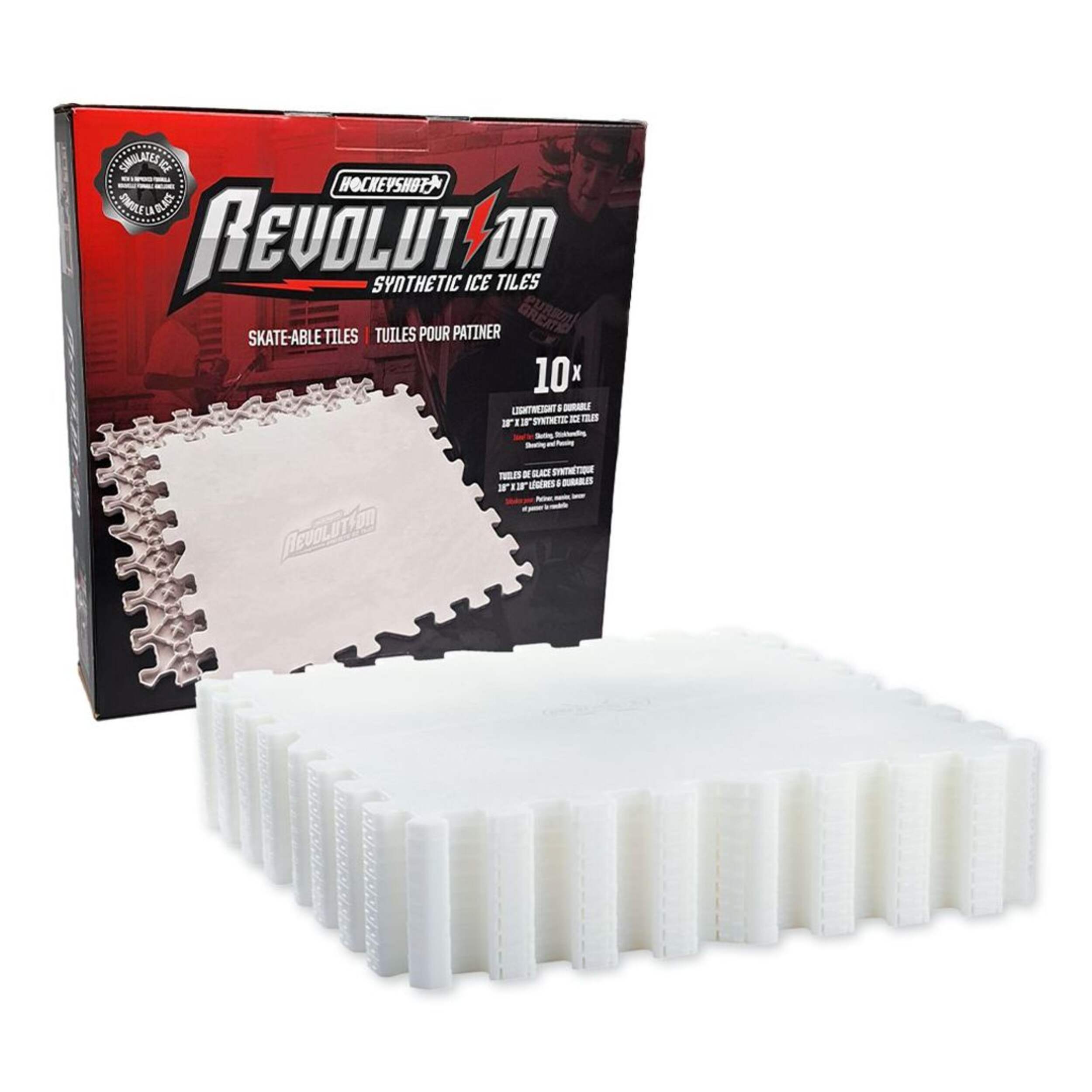HockeyShot Synthetic Ice Revolution Tiles, 18 x 18-in, 10-pk Composite_or_Mixed