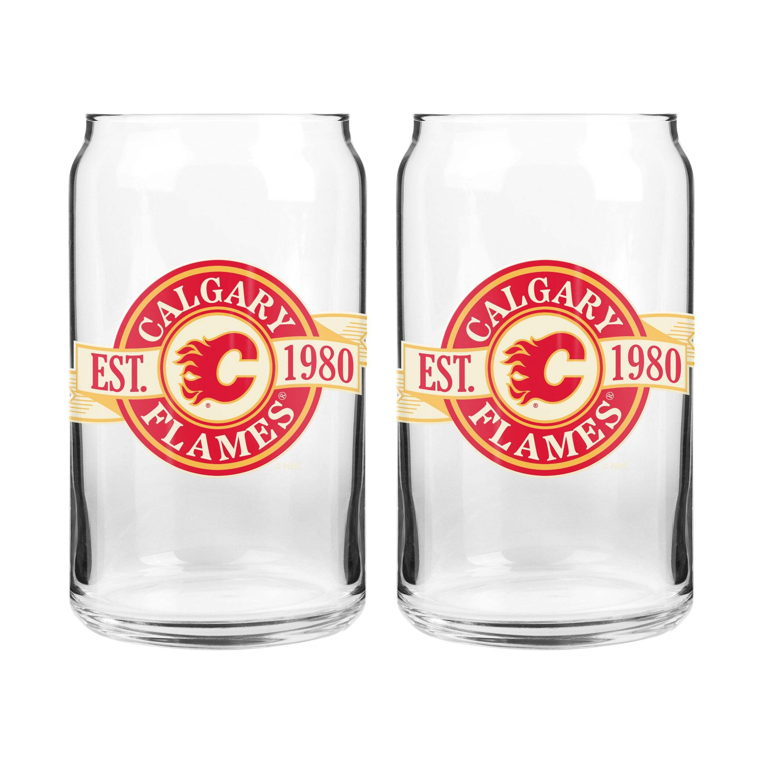 Verre en canette, LNH Flames de Calgary, 16 oz, paq. 2 Front_Flat