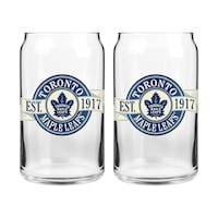 NHL Toronto Maple Leafs Can Glass, 16-oz, 2-pk Front_Flat