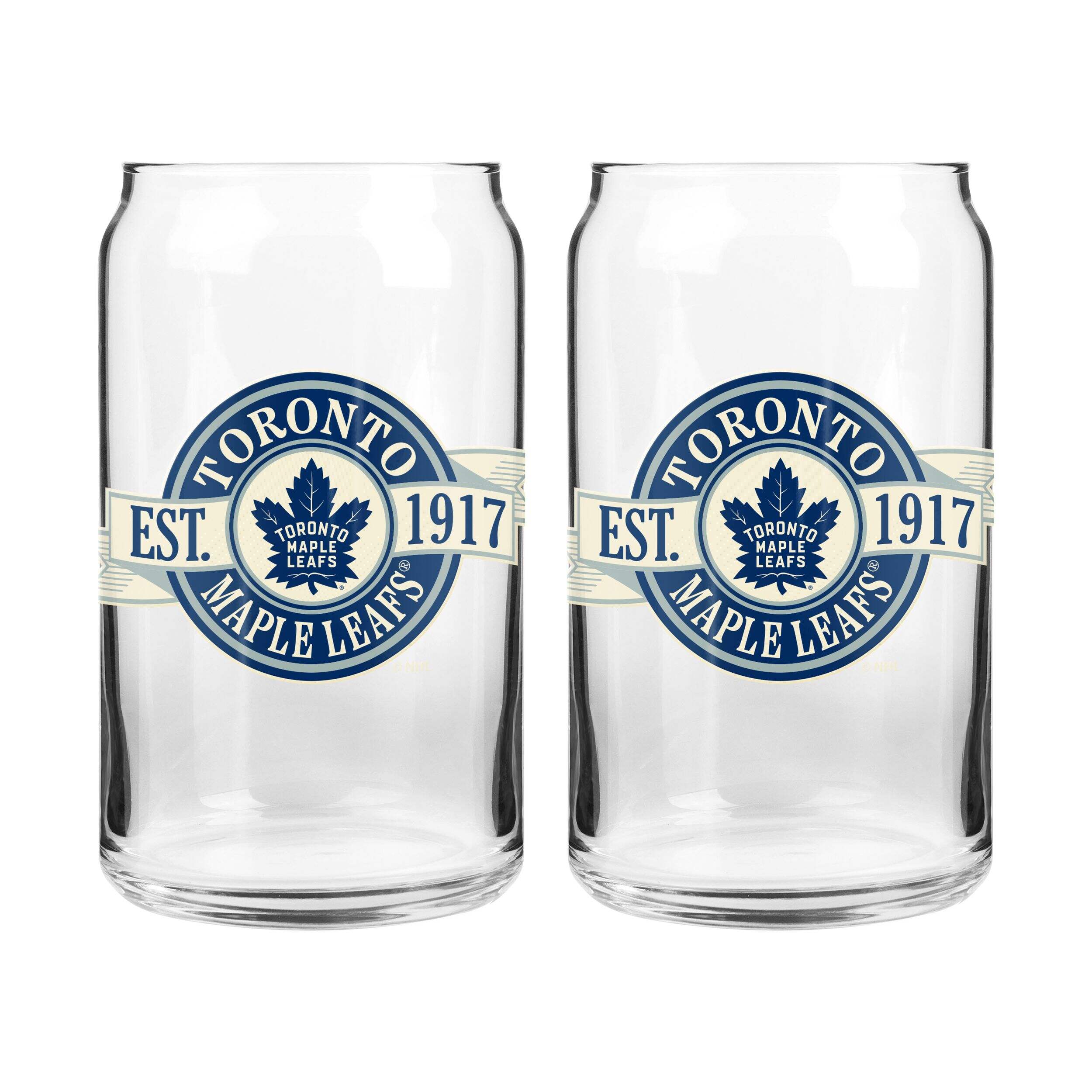NHL Toronto Maple Leafs Can Glass, 16-oz, 2-pk Front_Flat