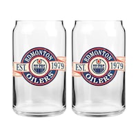 NHL Edmonton Oilers Can Glass, 16-oz, 2-pk Front_Flat