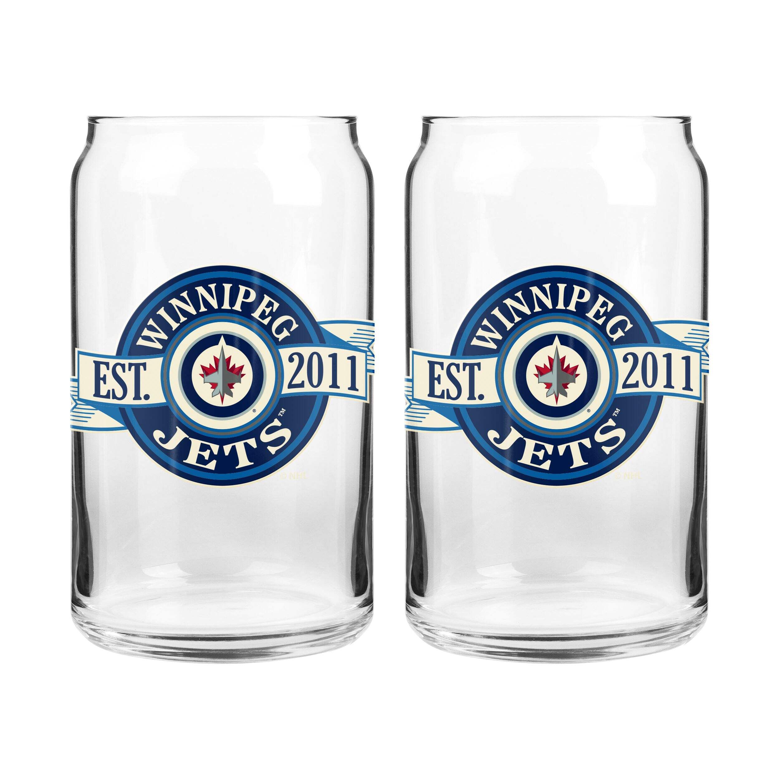 NHL Winnipeg Jets Can Glass, 16-oz, 2-pk Front_Flat