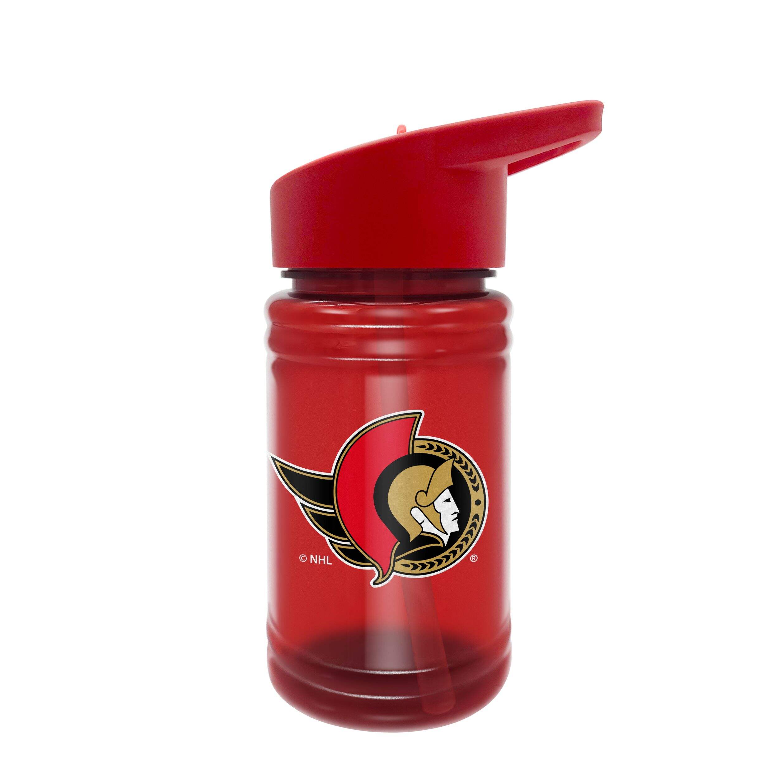 NHL Ottawa Senators Kids Water Bottle with Spout and Straw, 16-oz Front_Flat
