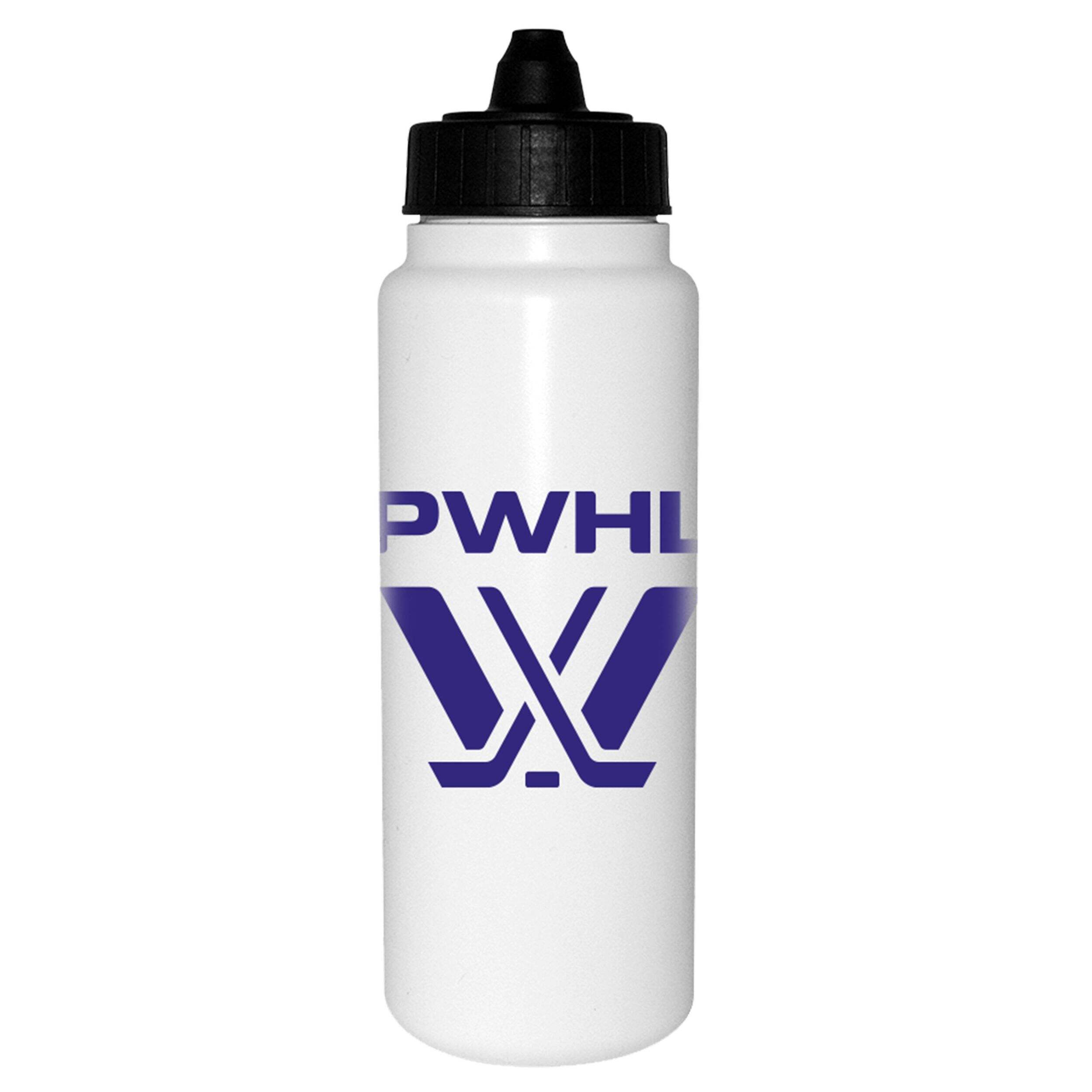 PWHL Tallboy Water Bottle, White, 34-oz Front_Flat