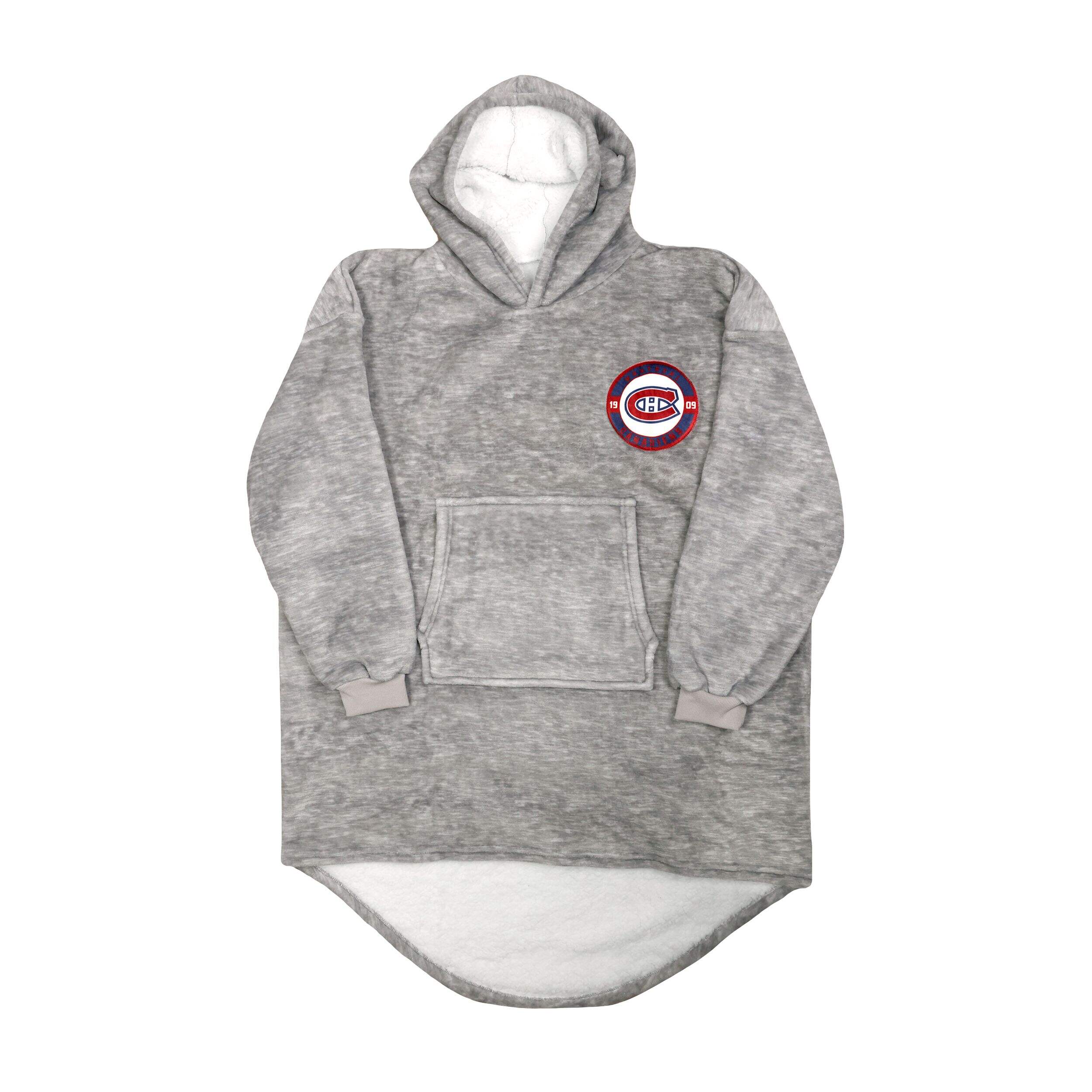 NHL Montreal Canadiens Snuggle Me Hooded, Grey, Adult, One Size Front_Flat