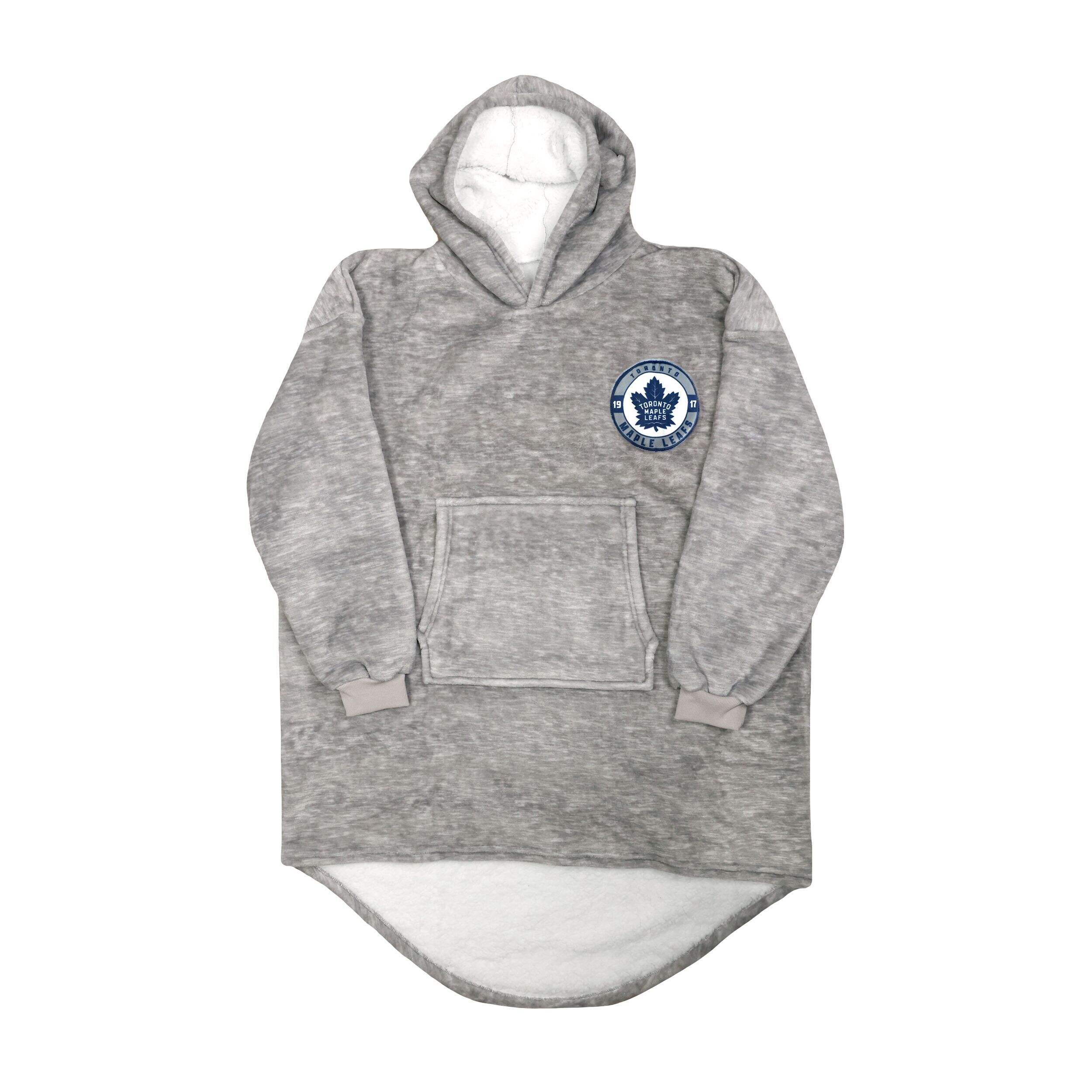NHL Toronto Maple Leafs Snuggle Me Hooded, Grey, Adult, One Size Front_Flat