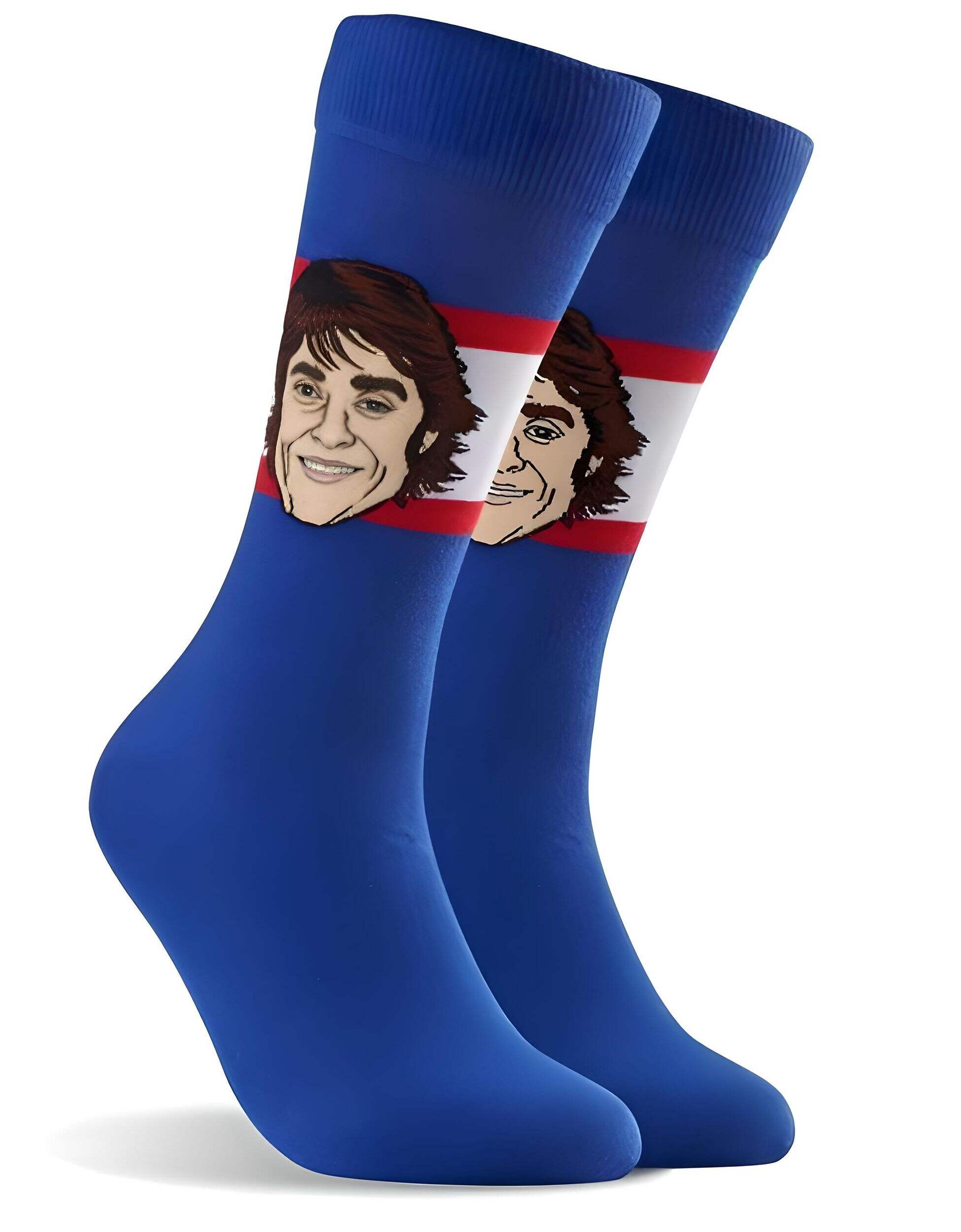 Major League Socks NHL Winnipeg Jets Teemu Selanne "Sockey" Crew Socks, One Size Front_Three_Fourths_Angled_Right