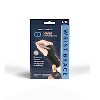 Copper Compression Wrist Brace, Right, Black, Various Sizes Front_Flat