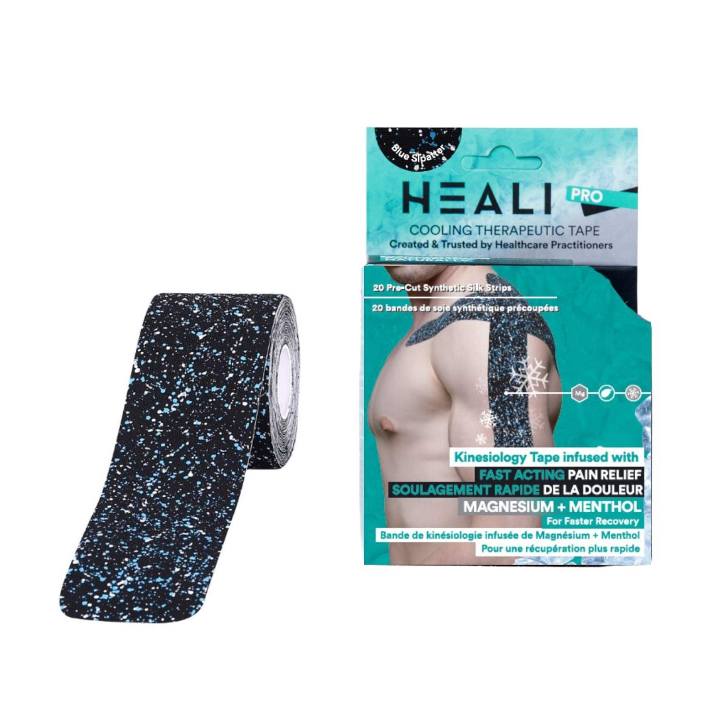 Heali Eco Black Splatter Fast-Cooling Infused Pain Relief Tape, 20-pk Composite_or_Mixed