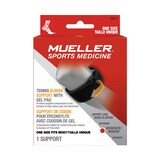 Support pour tendinite de coude Mueller Sports Medicine avec coussinet en gel, noir Front_Flat
