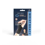 Copper Adjustable Compression Left Wrist Brace, Black, Assorted Sizes Front_Flat