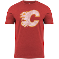 NHL Calgary Flames Distressed Logo Heather T-Shirt, Adult, Assorted Sizes Front_Flat