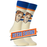 Major League Socks NHL Edmonton Oilers Wayne Gretzky Retro "Sockey" Crew Socks, One Size Front_Angled_Right