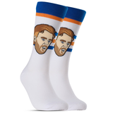 Major League Socks NHL Edmonton Oilers Connor McDavid "Sockey" Crew Socks, White, One Size Front_Angled_Right
